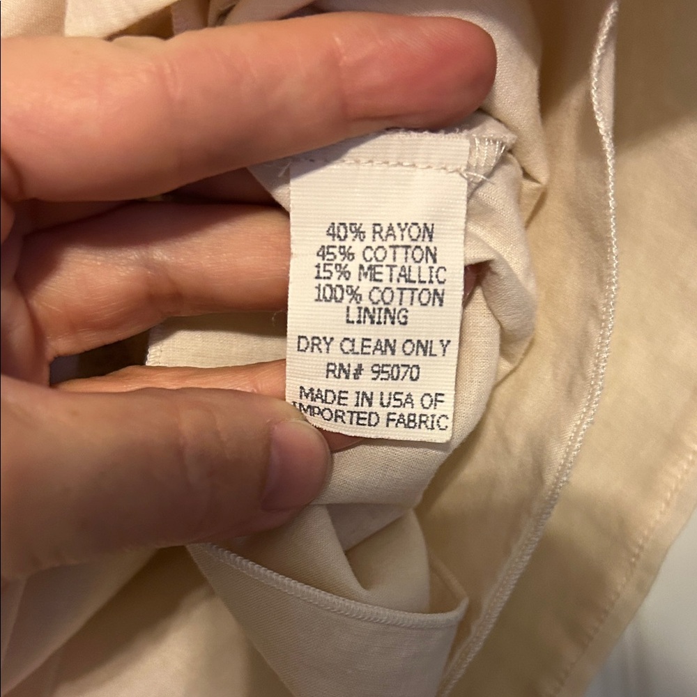 Weston Wear cream and silver dress. Pockets and lining. Medium - Picture 7 of 9